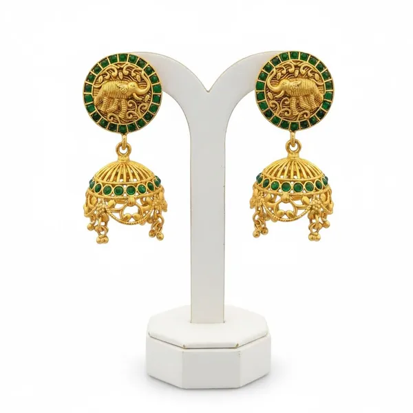 Gold_Brass_Temple_Elephant_Jhumka_Earrings_For_Women