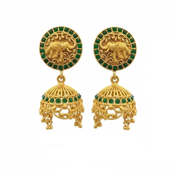 Gold_Brass_Temple_Elephant_Jhumka_Earrings_For_Women