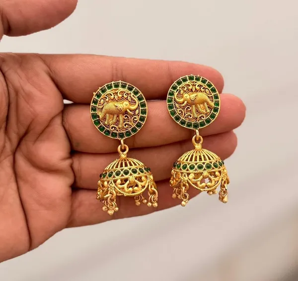 Gold_Brass_Temple_Elephant_Jhumka_Earrings_For_Women