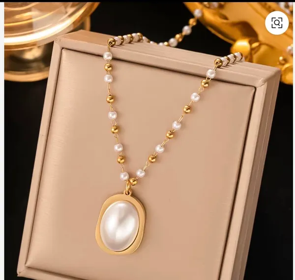 Gold_Stainless_Steel_Heart_Pearl_Necklace_Set_For_Women