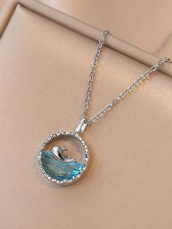 Silver_Stainless_Steel_Dolphin_Pendant_Necklace_For_Women
