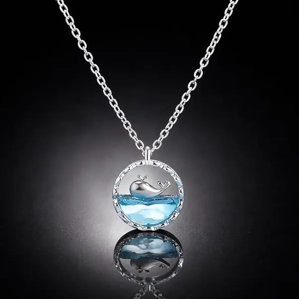 Silver_Stainless_Steel_Dolphin_Pendant_Necklace_For_Women