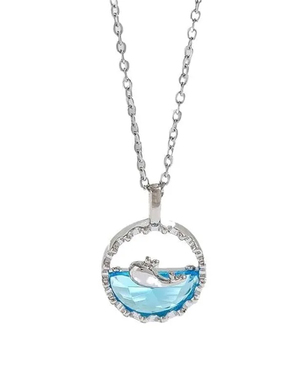 Silver_Stainless_Steel_Dolphin_Pendant_Necklace_For_Women