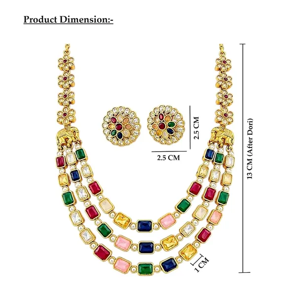 Multicolor_Brass_Multilayer_Navratna_Elephant_Temple_Necklace_Set_For_Women