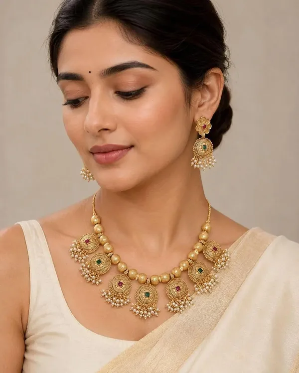 Gold_Brass_Antique_Coin_Pearl_Temple_Necklace_Set_For_Women