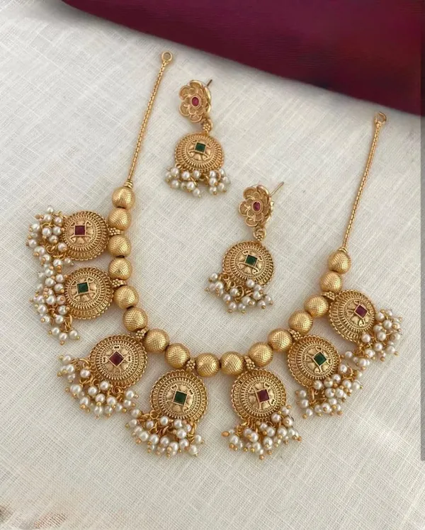 Gold_Brass_Antique_Coin_Pearl_Temple_Necklace_Set_For_Women