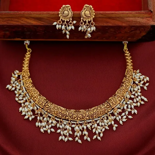 Gold_Brass_Pearl_Temple_Hasli_Necklace_Set_For_Women