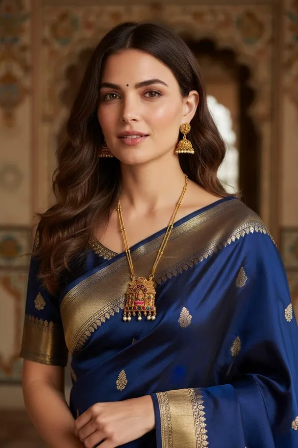 Gold_Brass_Temple_Gopuram_Lakshmi_Long_Necklace_Set_For_Women