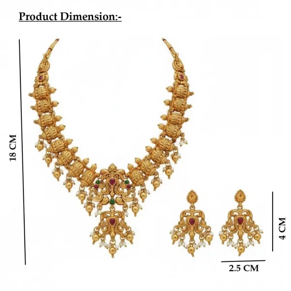 Gold_Brass_Antique_Temple_Pearl_Drop_Necklace_Set_For_Women