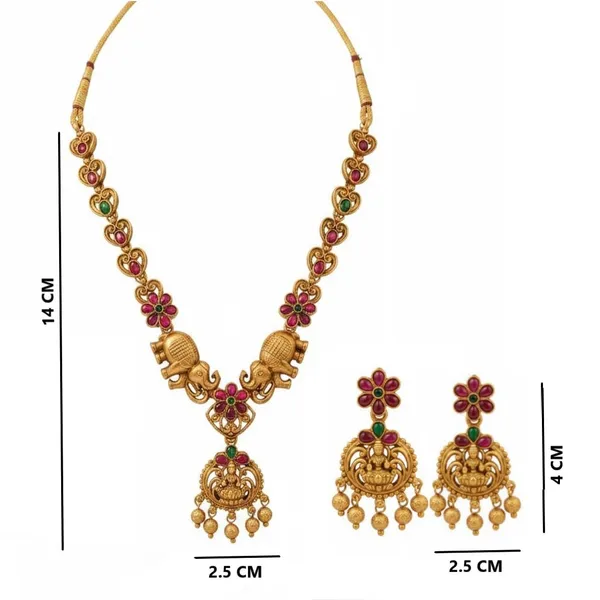 Gold_Brass_Antique_Elephant_Temple_Necklace_Set_For_Women