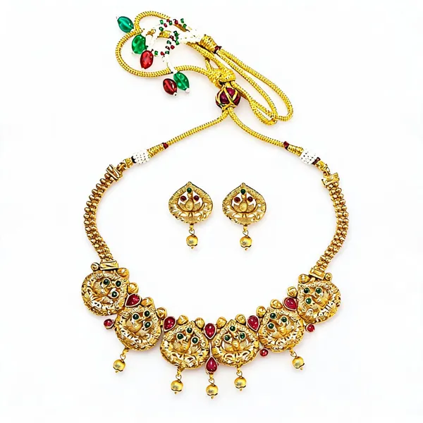 Gold_Brass_Pearl_White_Stone_Temple_Choker_Necklace_Set_For_Women