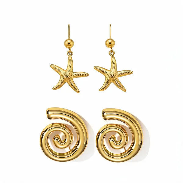 Gold_Stainless_Steel_Seashell_Starfish_Spiral_Earrings_Combo_For_Women