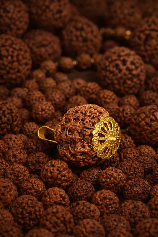 7_Mukhi_Brown_Silver_Rudraksha_Gold_Plated_Round_Pendant_For_Unisex