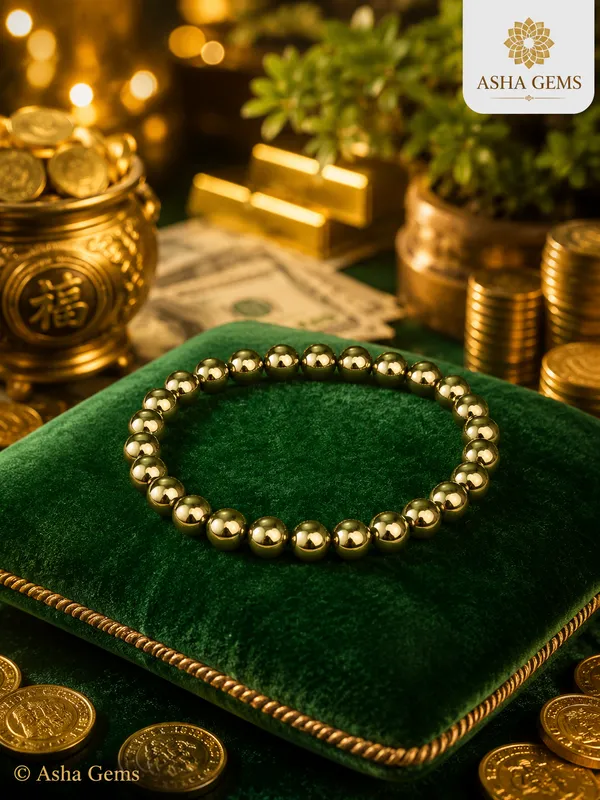 Golden_Hematite_Stretch_Beaded_Bracelet_For_Unisex