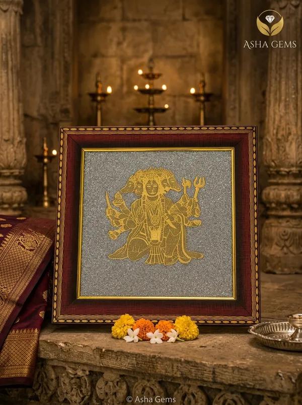 Panchmukhi_Hanuman_Ji_Gold_$_Pyrites_Photo_Frame