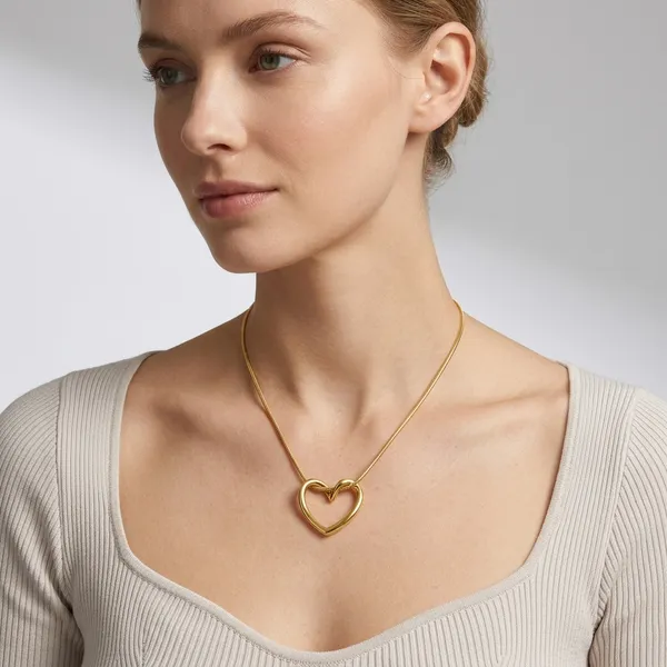 Golden_Anti-Tarnish_Steel_Open_Heart_Pendant_Snake_Chain_Necklace_For_Women