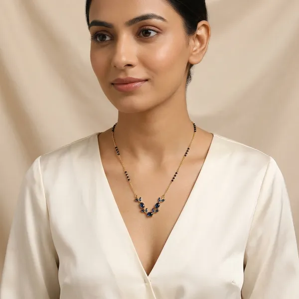 Gold_Steel_Blue_Stone_Vine_Pendant_Mangalsutra_Necklace_For_Women