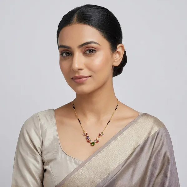 Gold_Steel_Multicolor_Stone_Black_Bead_Mangalsutra_Necklace_For_Women
