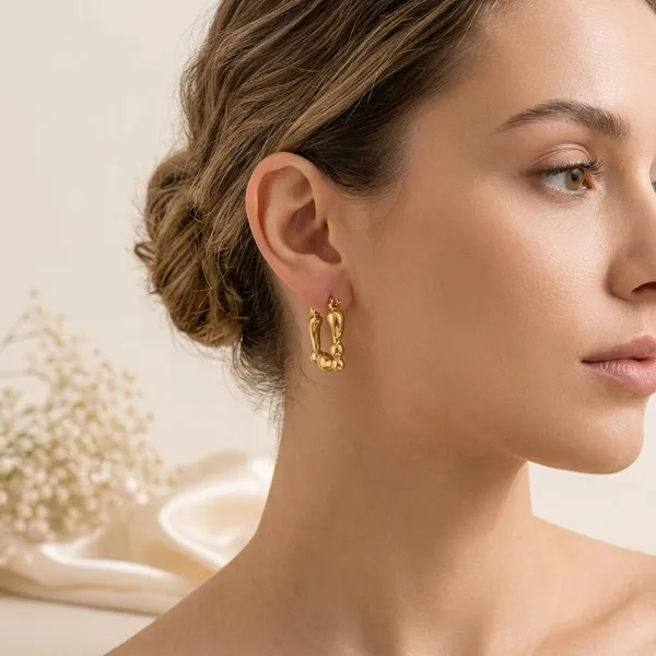 Golden_Anti-Tarnish_Steel_Beaded_Sculptural_Hoop_Earrings_For_Women