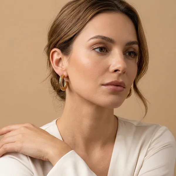Golden_Anti-Tarnish_Steel_Textured_Chunky_Hoop_Earrings_For_Women