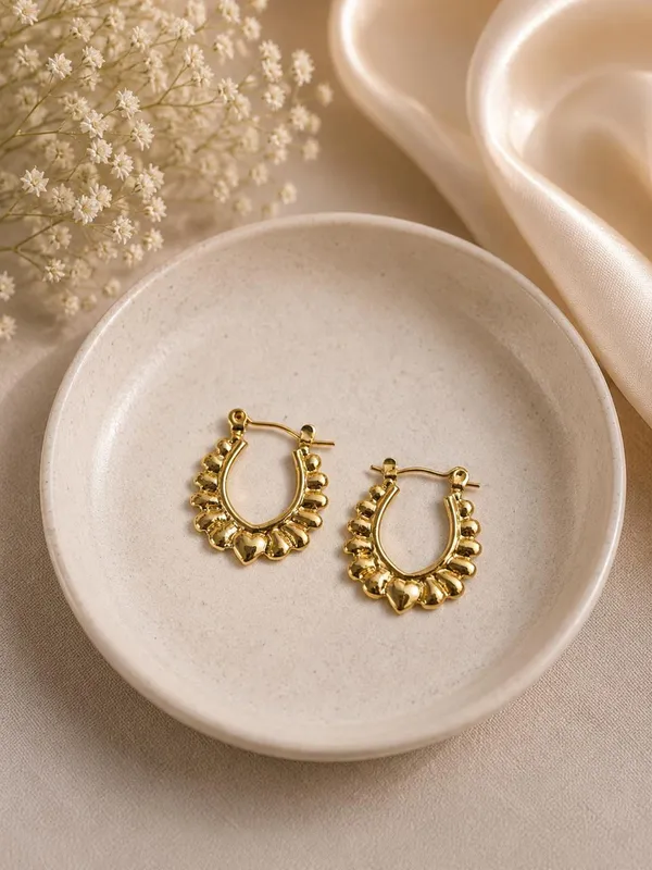 Golden_Anti-Tarnish_Steel_Textured_Scalloped_Hoop_Earrings_For_Women
