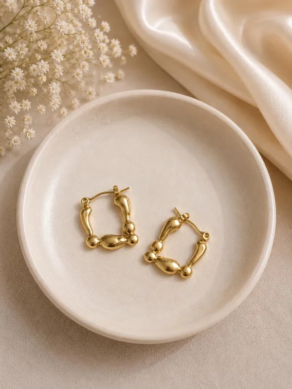 Golden_Anti-Tarnish_Steel_Beaded_Sculptural_Hoop_Earrings_For_Women