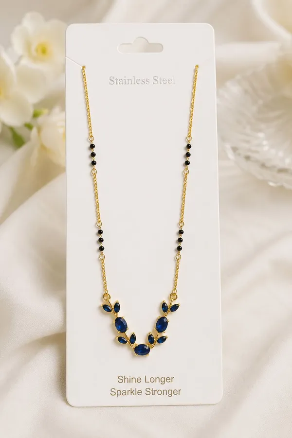 Gold_Steel_Blue_Stone_Vine_Pendant_Mangalsutra_Necklace_For_Women