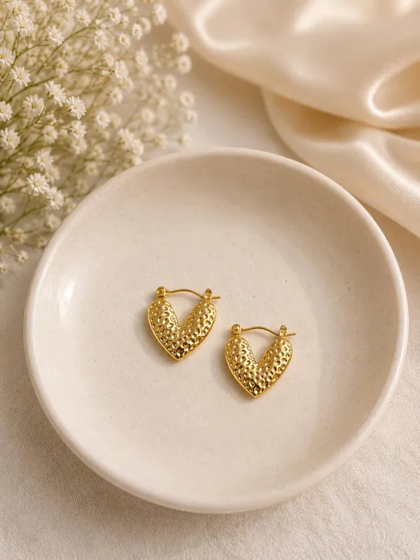 Golden_Anti-Tarnish_Steel_Hammered_Heart_Hoop_Earrings_For_Women