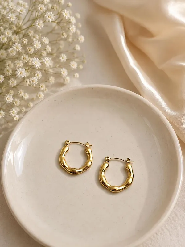 Golden_Anti-Tarnish_Steel_Hammered_Irregular_Hoop_Earrings_For_Women