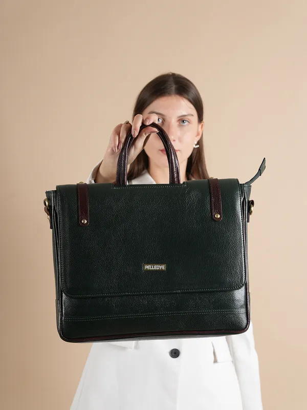 Green_Leather_Laptop_Bag_For_Men_And_Women