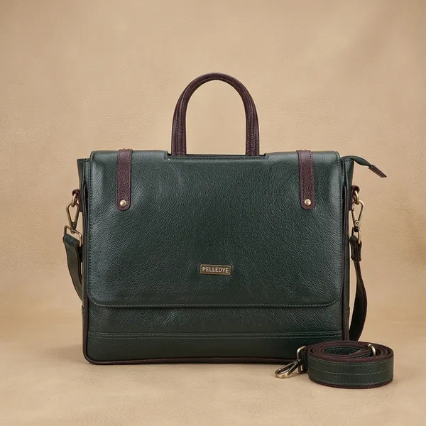 Green_Leather_Laptop_Bag_For_Men_And_Women