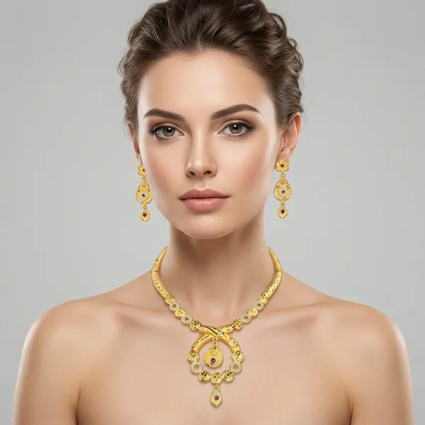 Gold_1_Gram_Gold_Necklace_And_Earring_Set_For_Women