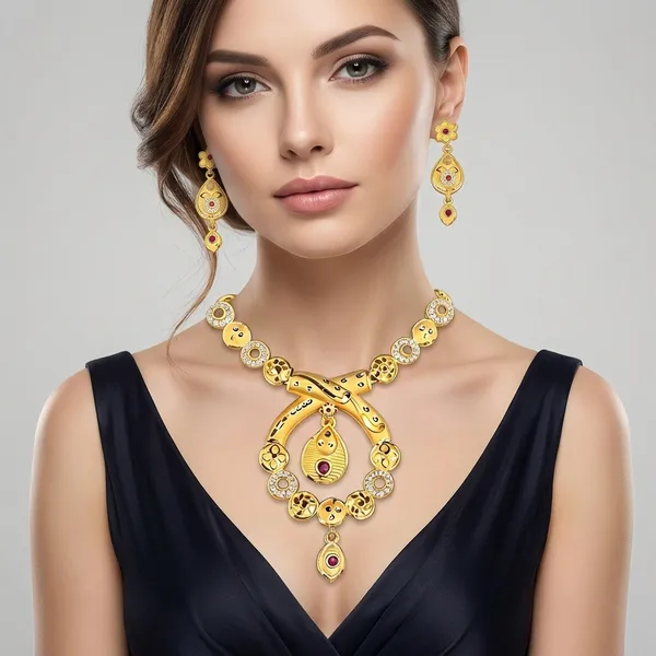 Gold_1_Gram_Gold_Necklace_And_Earring_Set_For_Women