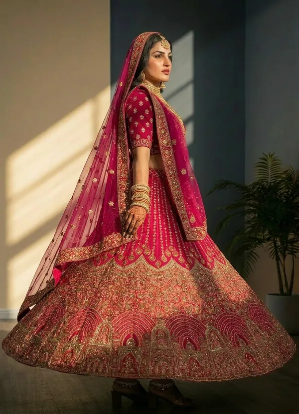 Rani_Pink_Embroidered_Lehenga_Set