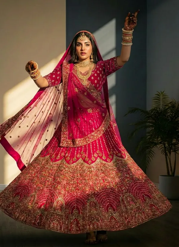 Rani_Pink_Embroidered_Lehenga_Set