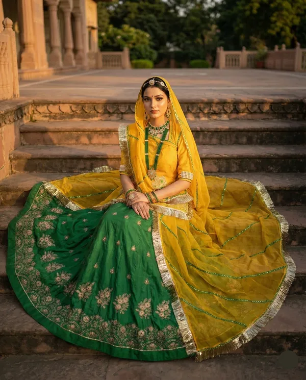 Rajwadi_Panna_Haldi_Lehenga