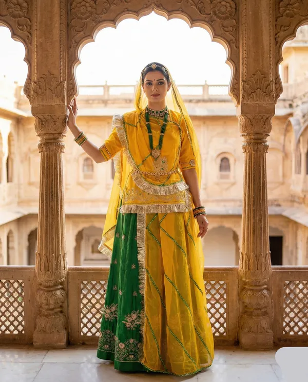Rajwadi_Panna_Haldi_Lehenga
