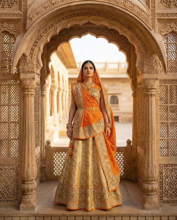 Golden_Kesari_Lehenga_Saree