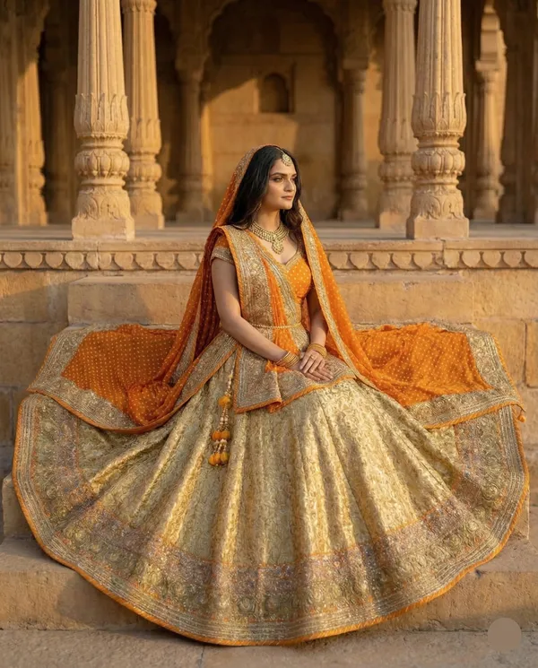 Golden_Kesari_Lehenga_Saree