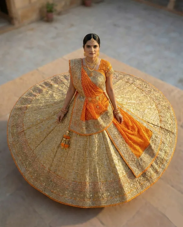 Golden_Kesari_Lehenga_Saree