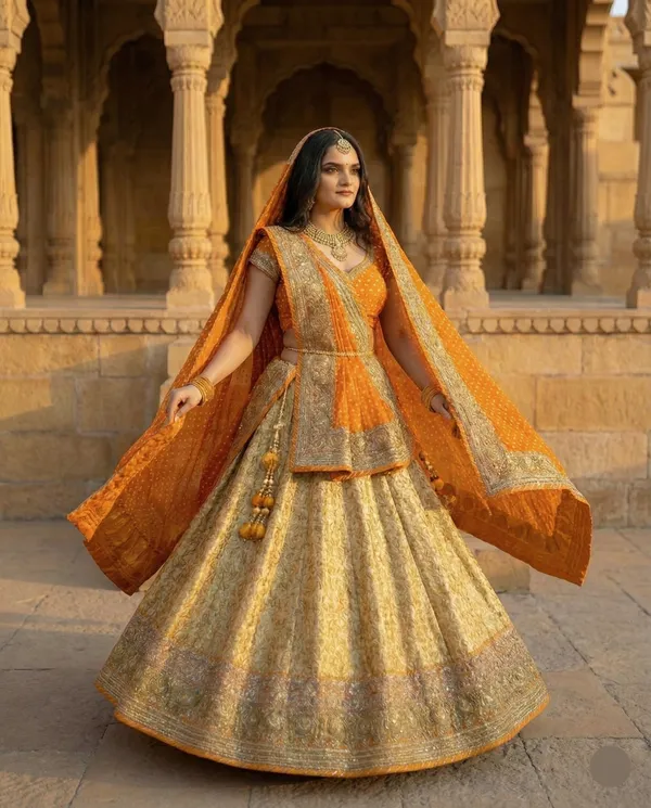 Golden_Kesari_Lehenga_Saree