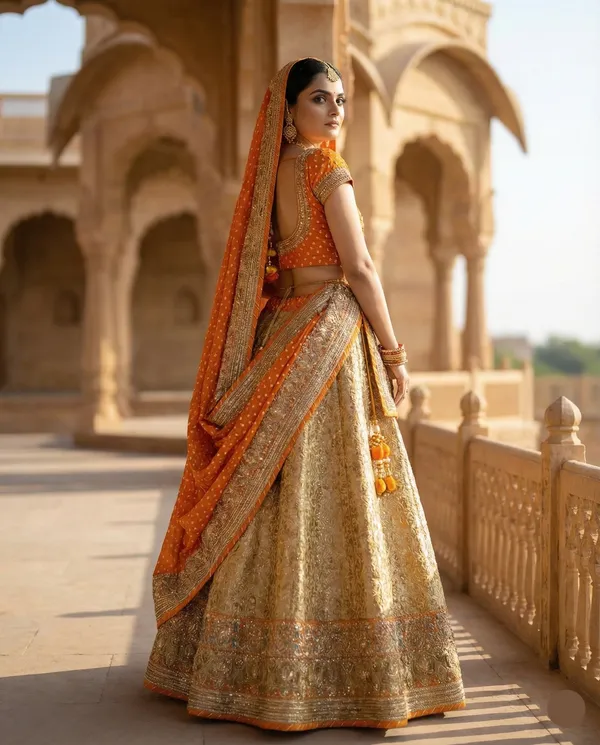 Golden_Kesari_Lehenga_Saree