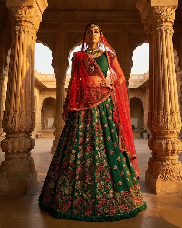 Traditional_Floral_Green_Lehenga