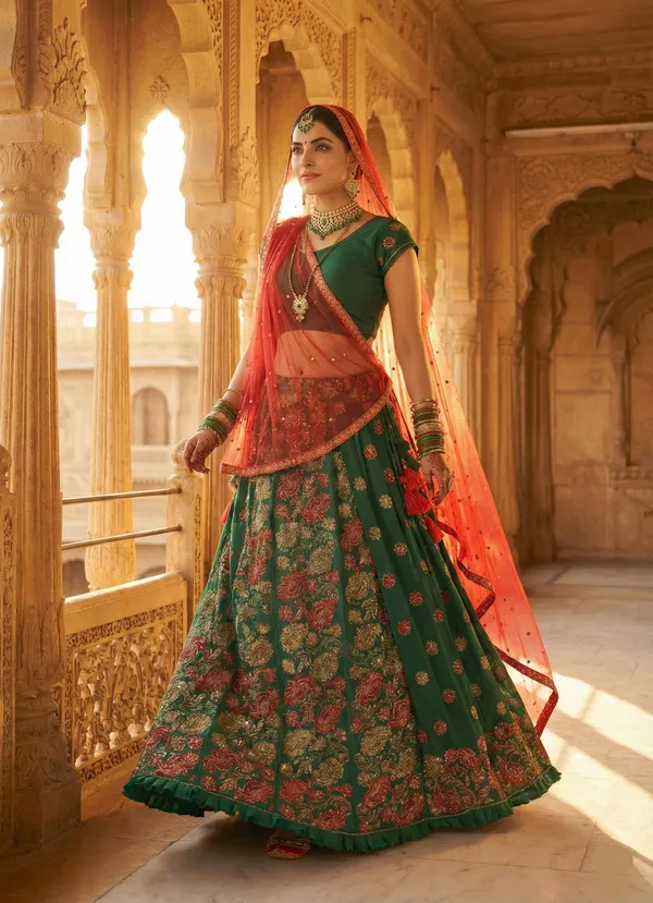 Traditional_Floral_Green_Lehenga