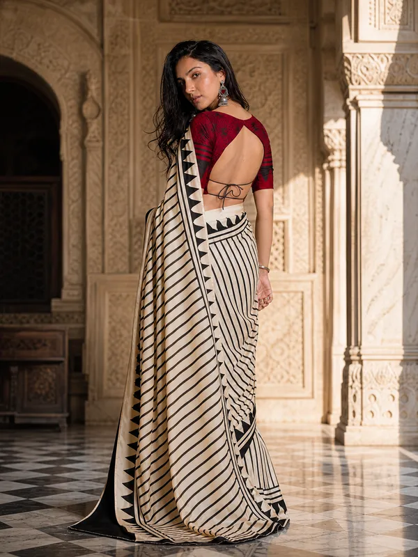 Ivory_Noir_Satin_Saree