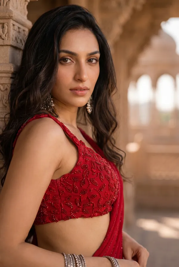 Scarlet_Ruffle_Saree