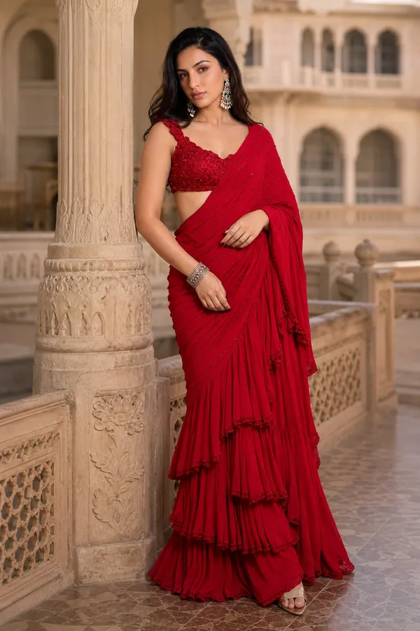 Scarlet_Ruffle_Saree
