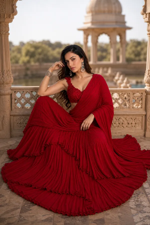 Scarlet_Ruffle_Saree