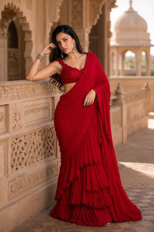 Scarlet_Ruffle_Saree