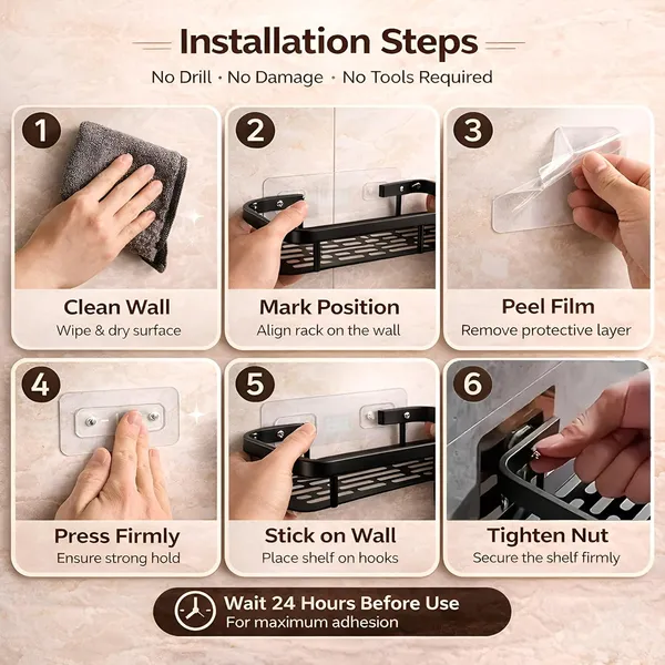Black_Aluminum_Wall_Mounted_Bathroom_Storage_Shelf_Set